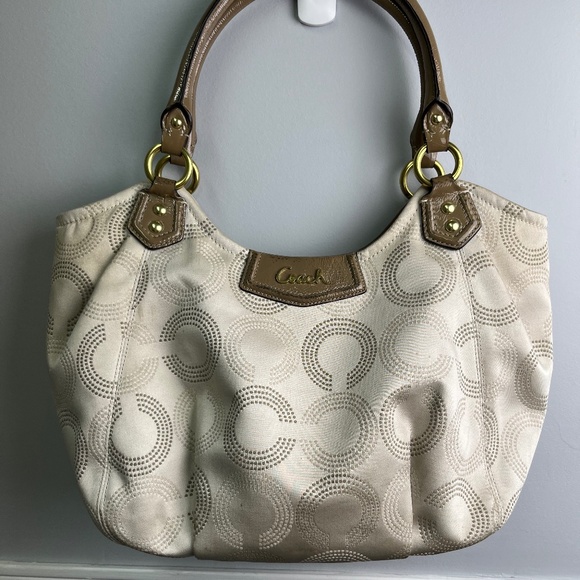 Coach Ashley Dotted Op Pink Lining Purse - Picture 1 of 15